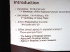 A slide of Prof. Plane's address on "What about Aging in Regional Science?"                                           